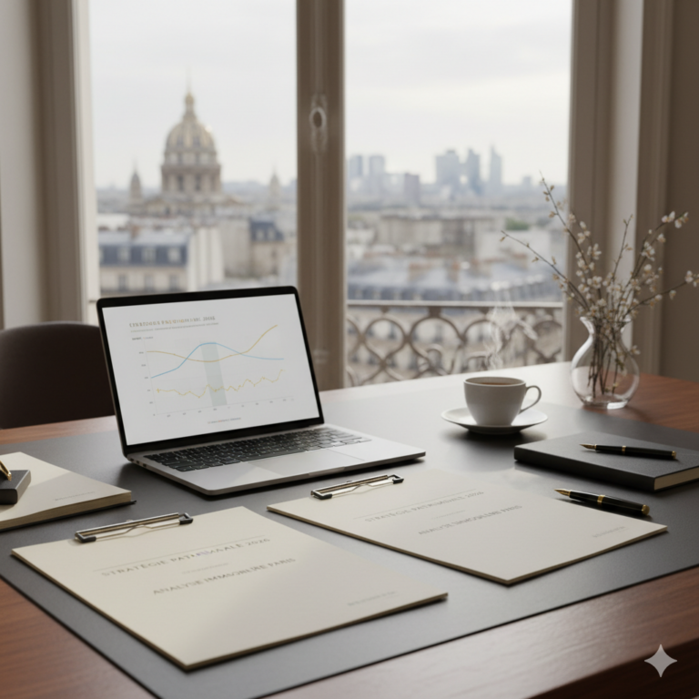 Visuel éditorial patrimonial premium sur allocation, immobilier et finance personnelle en mars 2026