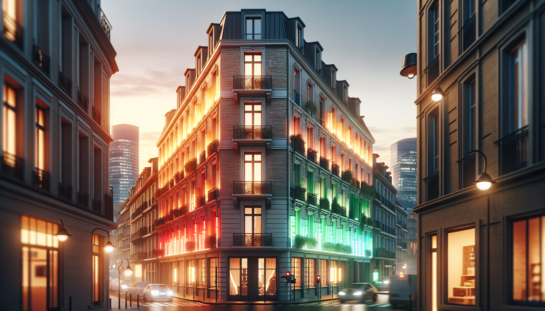 Couple étudiant un projet d achat immobilier dans un immeuble résidentiel parisien moderne