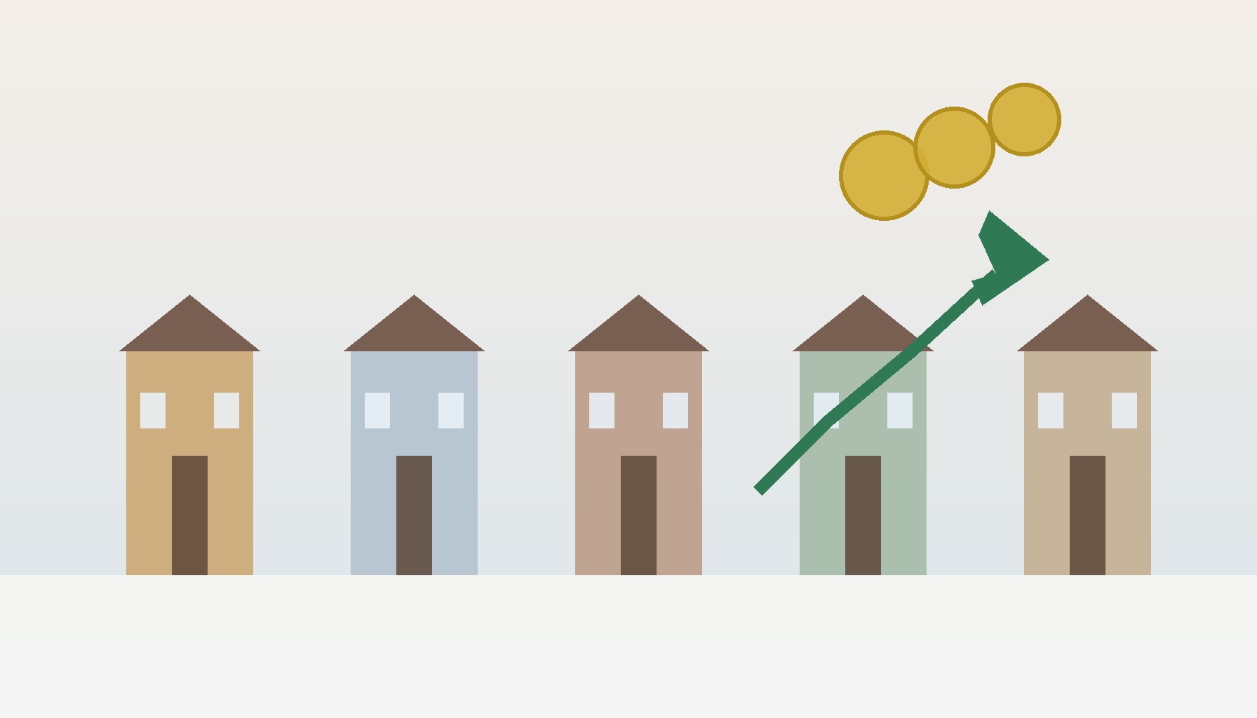Illustration éditoriale représentant des maisons et un soutien financier pour un article sur le PTZ 2026