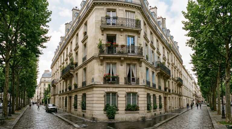 Immeuble résidentiel français élégant, symbole d'une résidence principale pouvant devenir location encadrée sous conditions PTZ