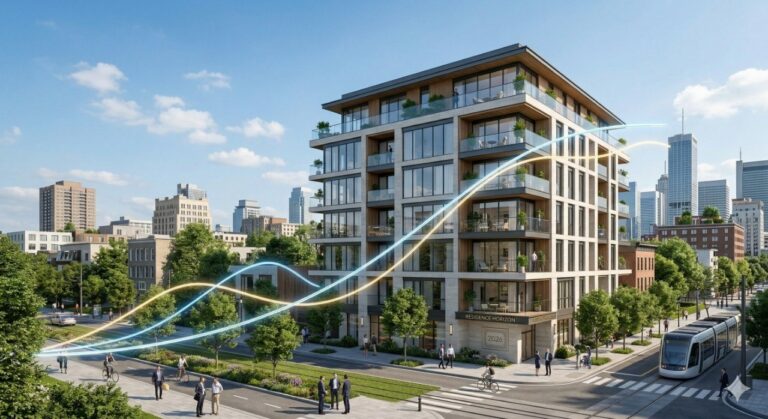 Carte de France stylisée illustrant les tendances du marché immobilier en juin 2026