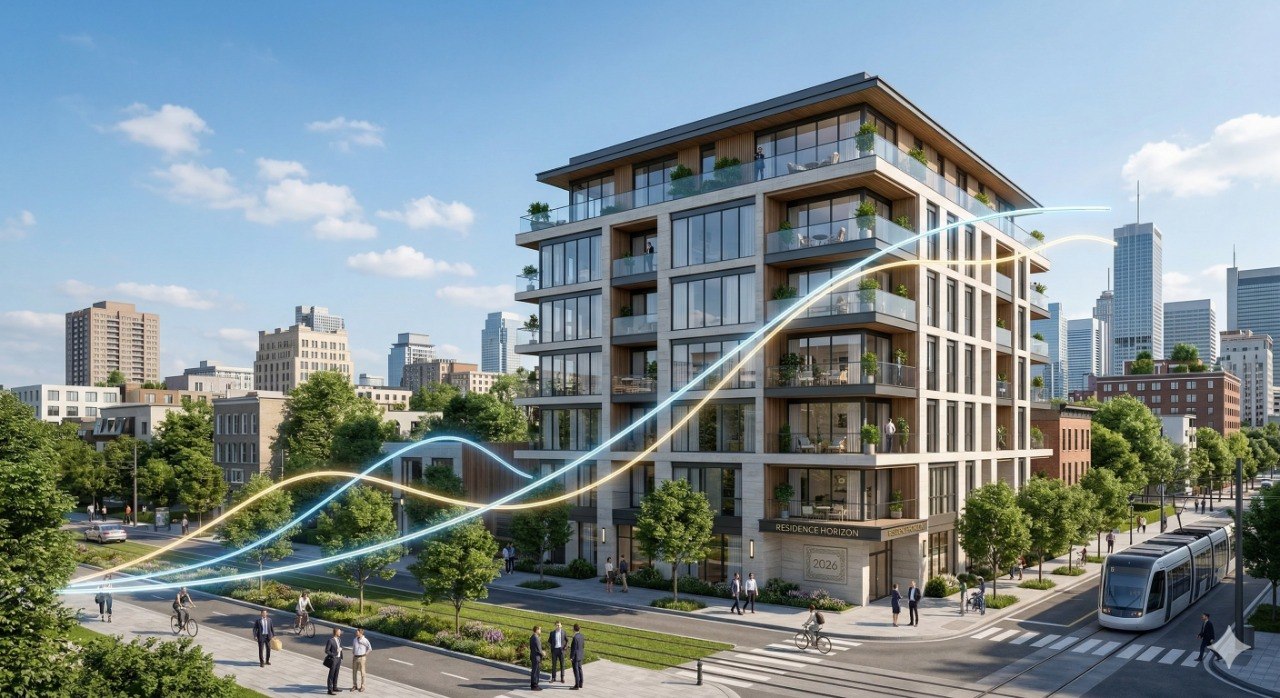 Carte de France stylisée illustrant les tendances du marché immobilier en juin 2026