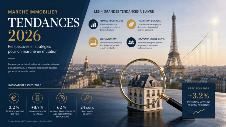 Infographie sur les tendances du marché immobilier français en 2026